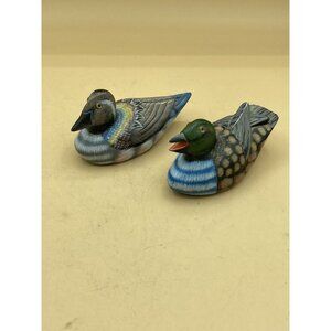 Green Mallard Wood Duck Decoys 4.5” Hand Painted LOT 2